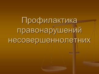 Профилактика правонарушений несовершеннолетних Профилактика правонарушений несовершеннолетних